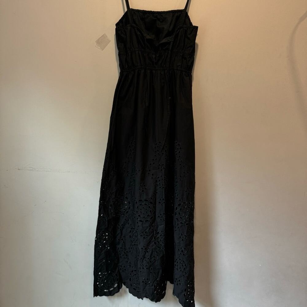 NWT Madewell Embroidered Tank Midi Dress in Poplin NS131 Black Sz 2 - Picture 3 of 9